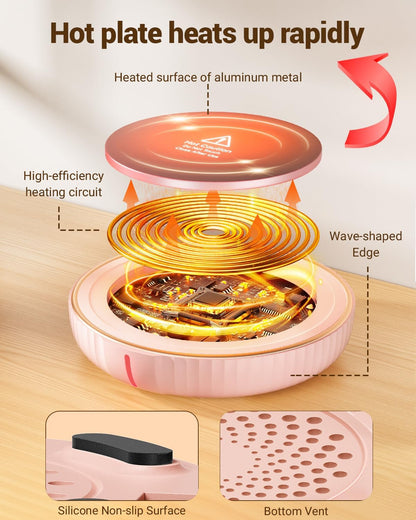 HouseGem Large Candle Warmer Plate - Coffee Cup Mug Warmer for Desk, Candle Melter, Electric Mug Heater for Beverages, Milk & Tea, Coffee Accessories Ideal Gifts Keep Cup Warm (Black)