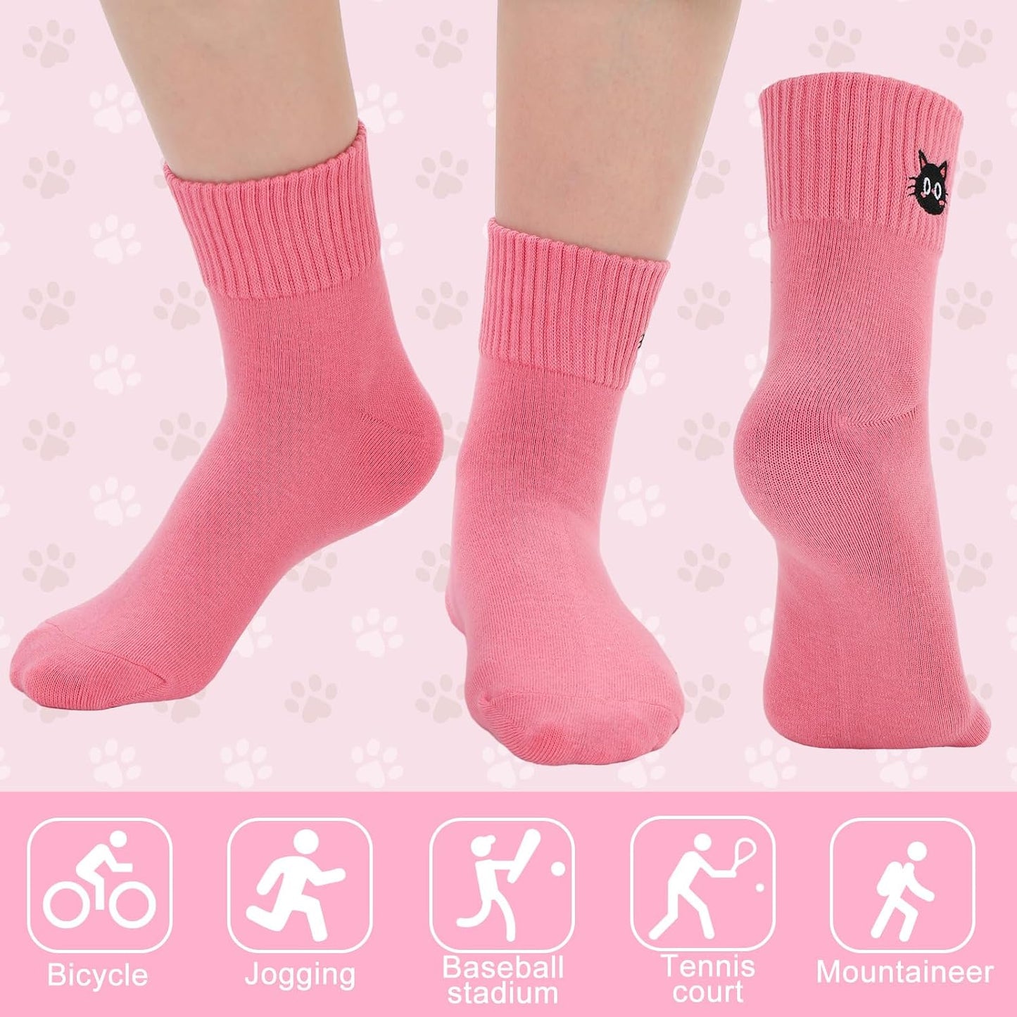 Eurzom 10 Pairs Socks Womens Crew Elastic Ankle Length Cotton Socks Aesthetic Cute Lightweight Low Cut Gifts for Women - Colors A