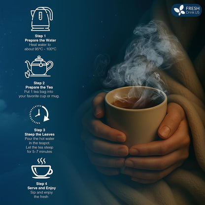 FreshDrinkUS, Premium 55 Tea Bags Better Sleep Herbal Tea | Caffeine-Free Loose Leaf Blend with Spearmint Leaves, Lemongrass Leaves, and Hawthorn Berry – Naturally Refreshing and Aromatic.