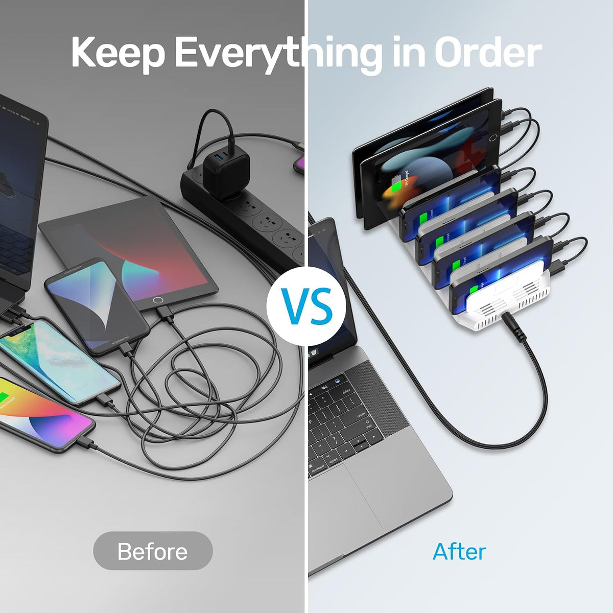 Unitek 10-Port Charging Station, USB Charger Organizer for Multiple Device