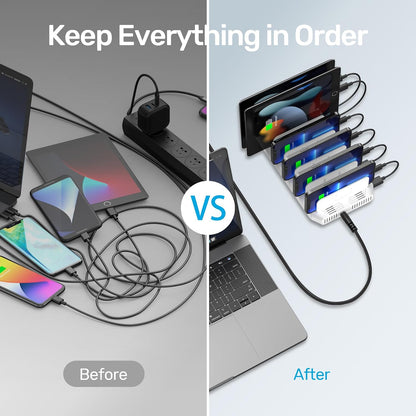Unitek 10-Port Charging Station, USB Charger Organizer for Multiple Device