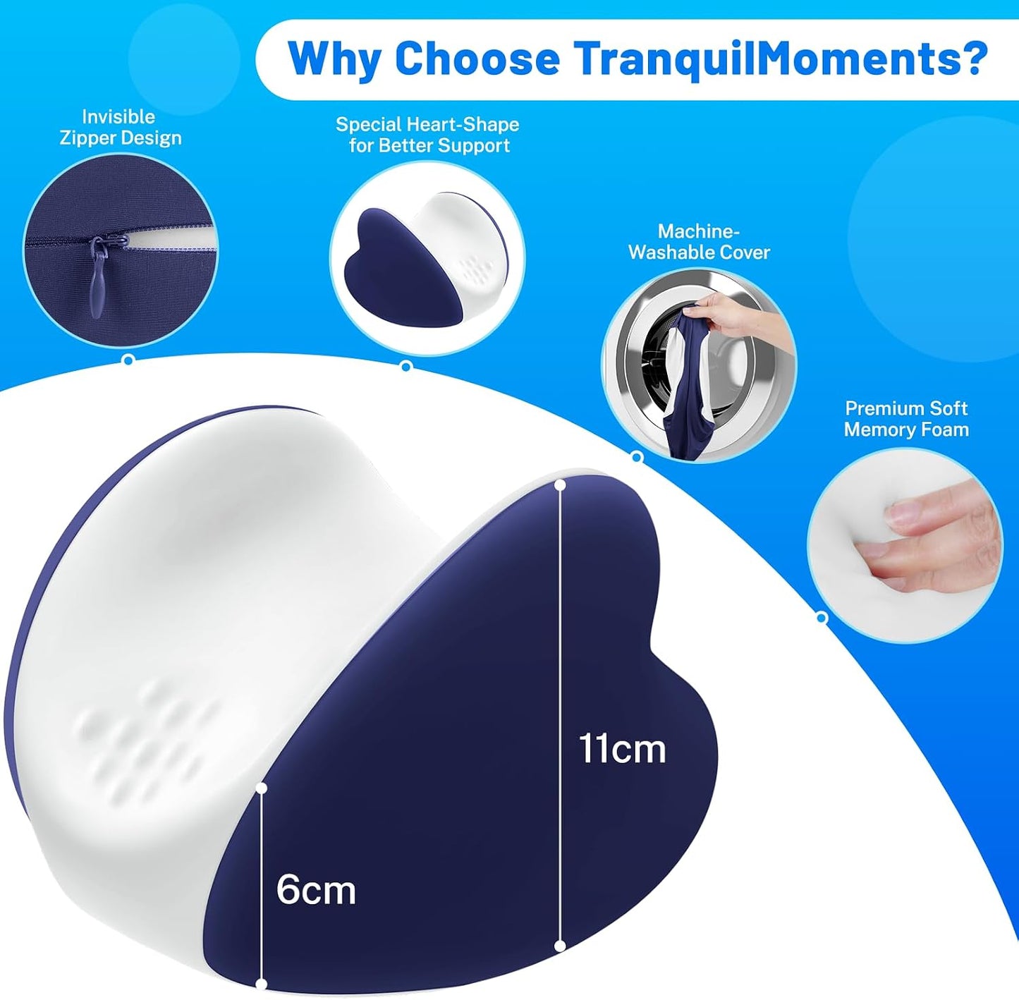 Knee Pillow for Side Sleepers, Leg Pillow with Cooling Cover, Memory Foam Body Pillow for Side Sleeping, Heart-Shape Cushion for Hip, Back & Sciatica Pain Relief, Grey