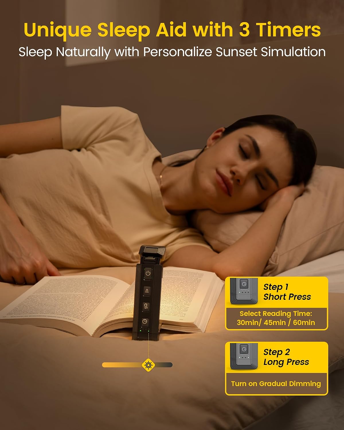 Glocusent Extendable Book Light, Full-Page USB Rechargeable Reading Light