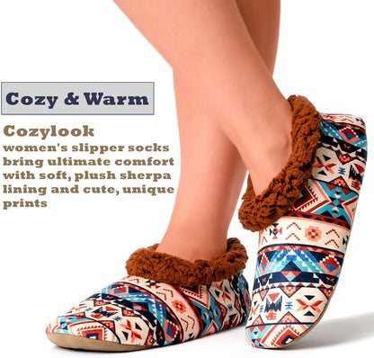 Cozylook Fuzzy Slippers for Women Indoor Soft Sole Slipper Socks with Non Slip Grippers Warm Fluffy
