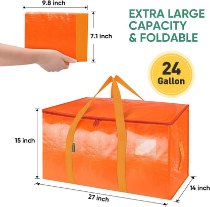 BALEINE Oversized Moving Bags with Reinforced Handles, Heavy-Duty Storage Tote for Clothes, Moving Supplies (Clear)