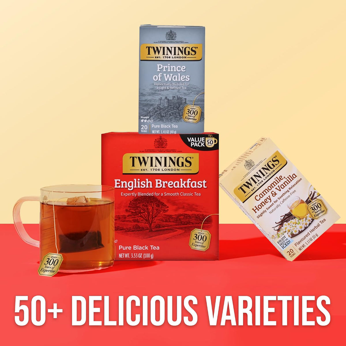 Twinings Prince of Wales Black Caffeinated Tea Bags, 20 CT Box (6 Pack)