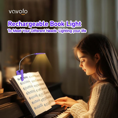 VAVOFO Clip On Book Light for Bed Kids, 7 LED Reading Light with 9-Level Warm Cool White Daylight, Eye Care Lamp with Power Indicator for Bookworms (Blue)