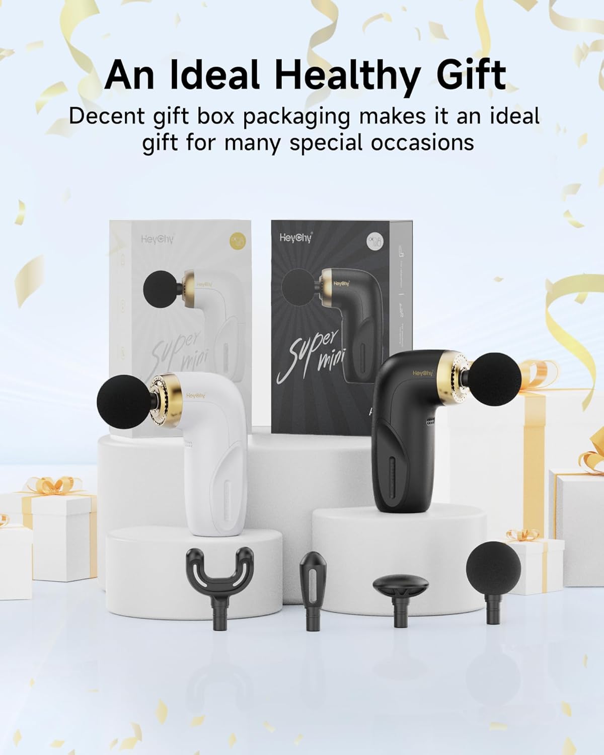 HEYCHY A1 Super Mini Massage Gun, Percussion Deep Tissues Muscle Massager, Travel Massage Gun, Compact Sports Massager, Portable Handheld Massager for Office, Home, Athletes(Black)