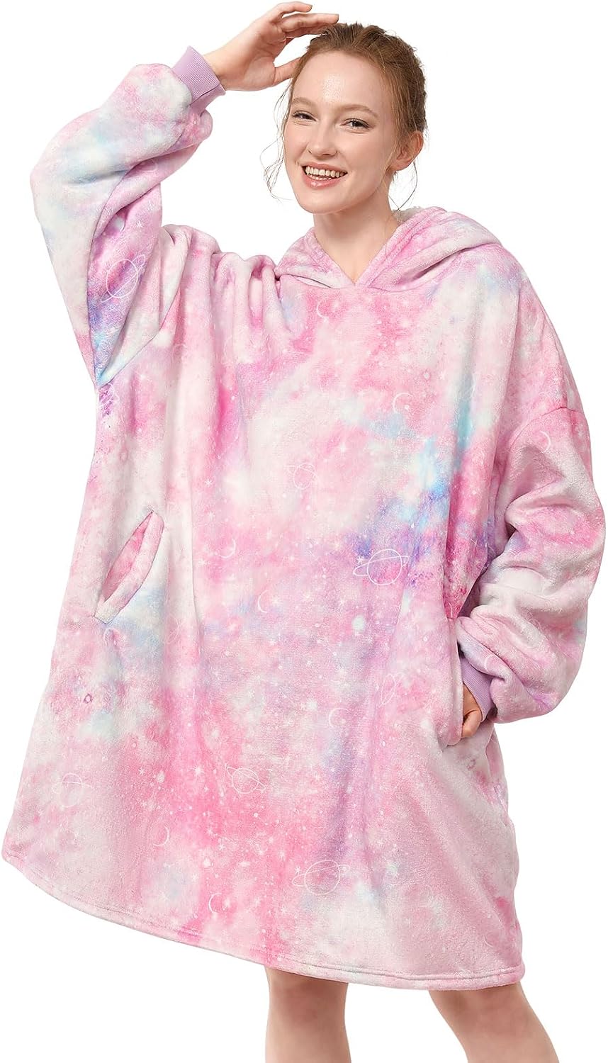 LetsFunny Blanket Hoodie,Oversized Wearable Sherpa Fleece Blanket Sweatshirt,Super Soft Warm Cozy with Giant Pocket,Gifts for Women Men Adults Teenagers, One Size Fits All