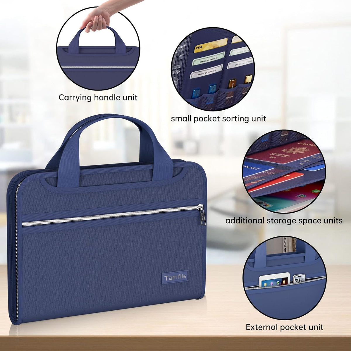 Tamfile Fireproof Accordion File Organizer, Expanding File Folder