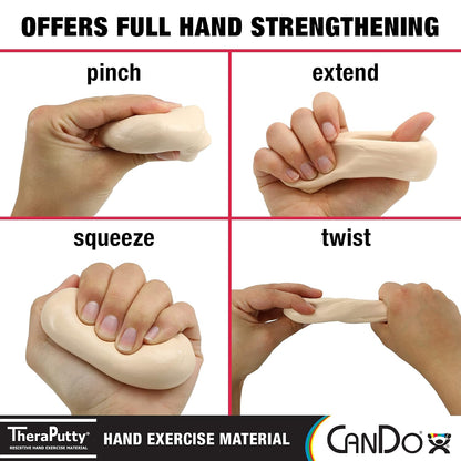 CanDo Theraputty Plus Hand Exercise Putty for Rehabilitation, Exercises, Hand Therapy, Hand Strengthening, Stress Relief - Yellow 4 oz X-Soft