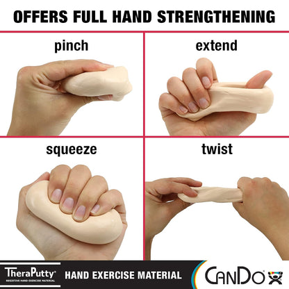 CanDo Theraputty Plus Hand Exercise Putty for Rehabilitation, Exercises, Hand Therapy, Hand Strengthening, Stress Relief - Tan 3 oz XX-Soft