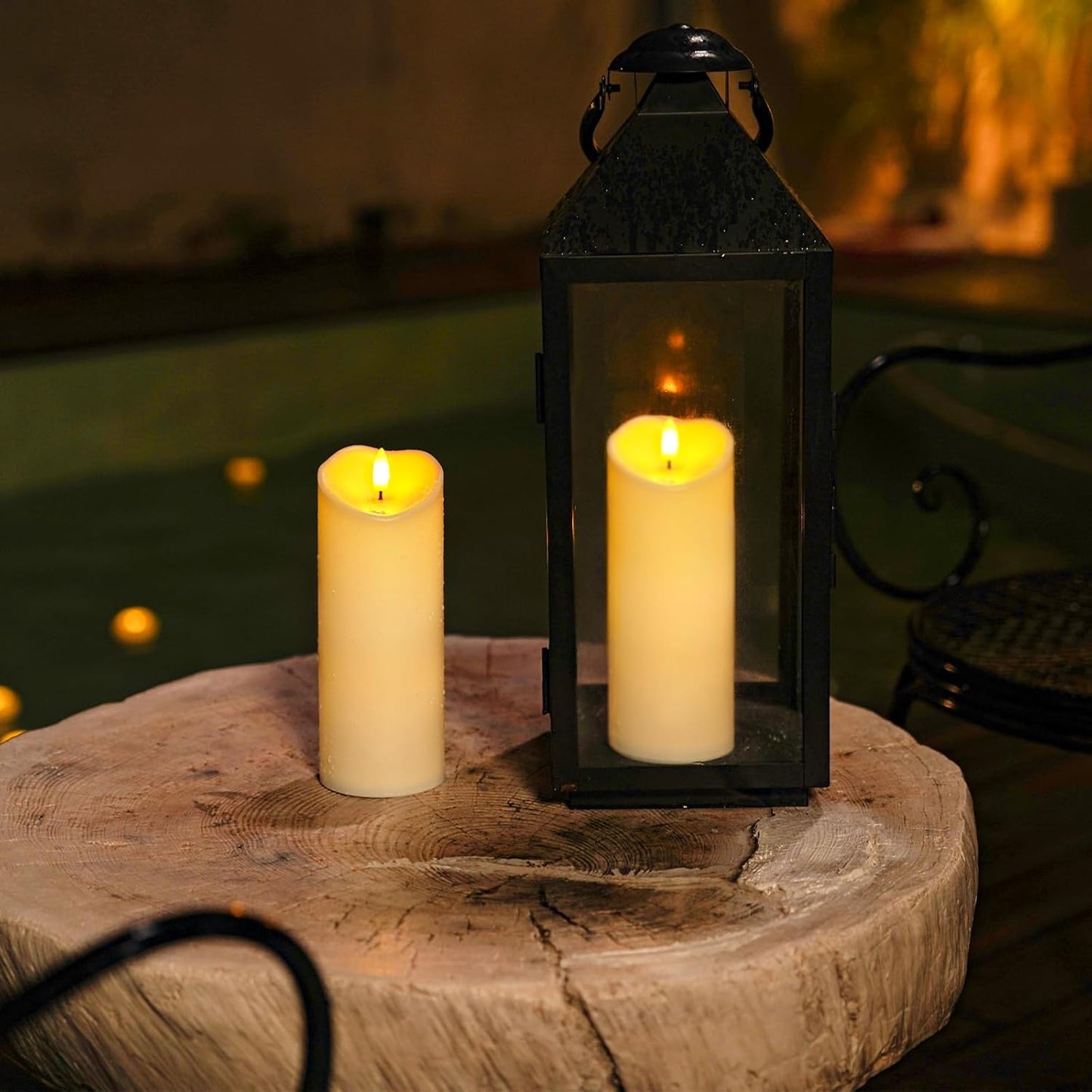 Homemory 6"x3" Outdoor Waterproof Flameless Candles, LED Candles, Battery Operated Candles with Remote and Timers, Electric Fake Plastic Pillar Candles, Ivory White, Set of 2
