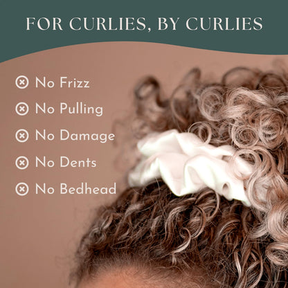 Silk Scrunchies for Women Ponytail Holders – Oversized Mulberry Silk Scrunchies – Extra Large No Damage Hair Ties for Curly, Thick, and Thin - Hair Accessories for Women – Black, XL By Curlfriend
