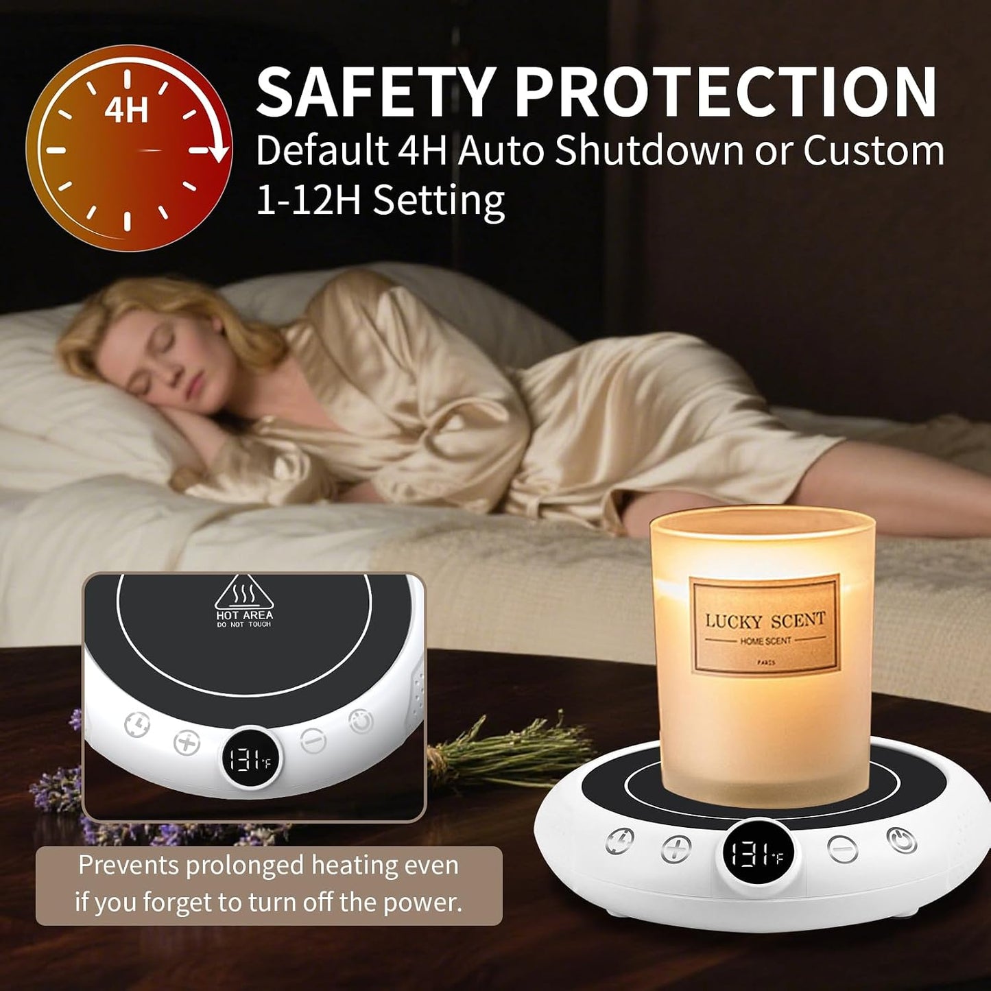 Coffee Mug Warmer, Electric Cup Warmer for Desk, Candle Warmer Plate with Temperature Display, 8-Temp Setting & 1-12H Timer, Stocking Stuffer Christmas White Elephant Coffee Gifts for Adults Women Men