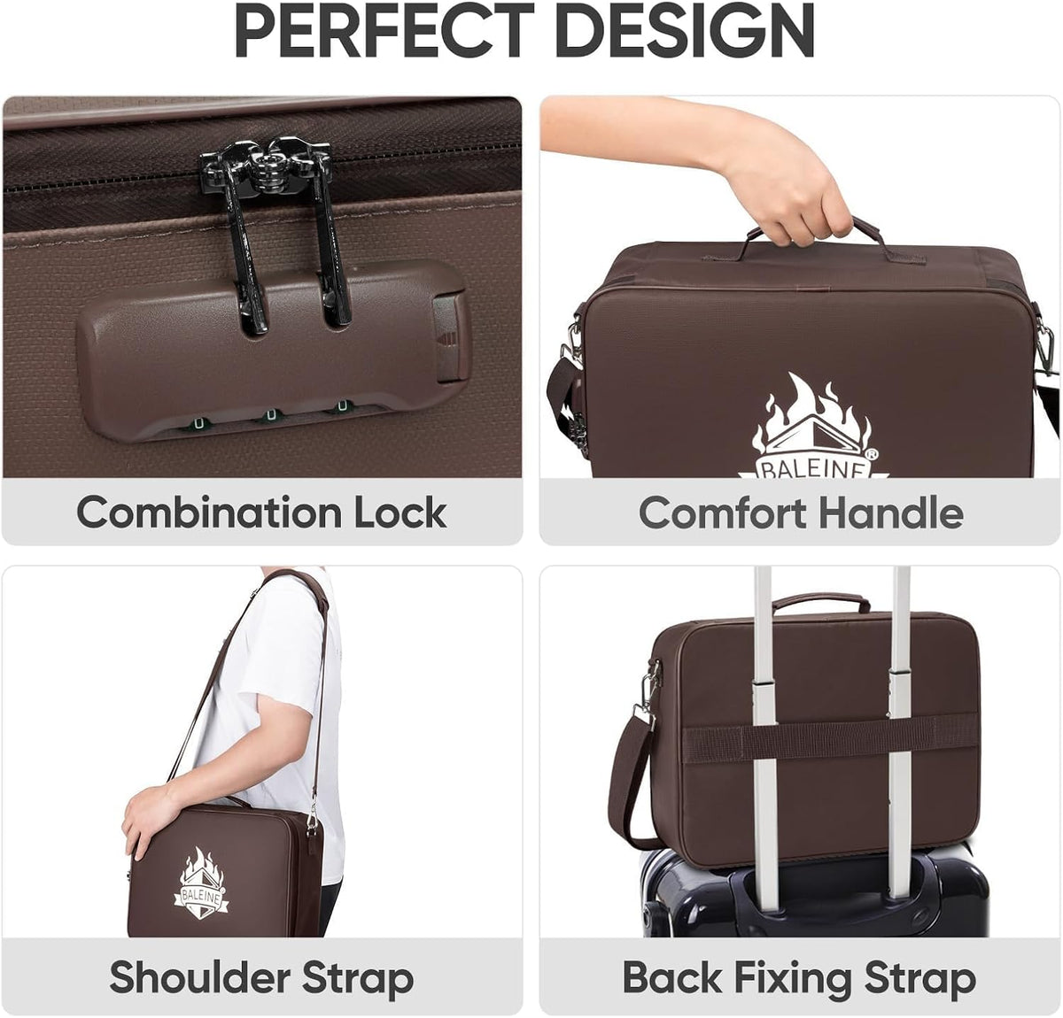 BALEINE Fireproof Document Box with Lock, Waterproof Fire Safe File Bag