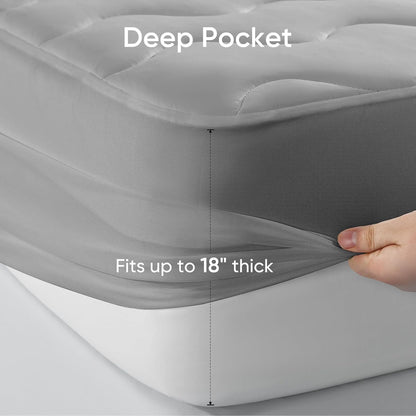 Elegear Cooling Mattress Pad King, Upgraded Arc-Chill® 3.0 + PCM Cooling, Stay Cool All Night, Breathable & Soft, Deep Pocket 18", Washable Mattress Protector for Hot Sleepers, Gray