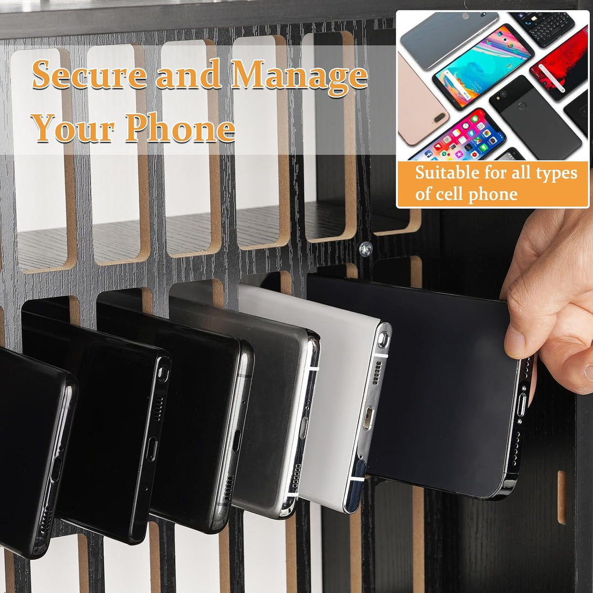 36 Slots Cell Phone Holder Classroom, Wooden Phone Lock Box