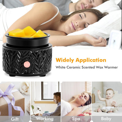 EQUSUPRO Wax Melt Warmer for Scented Wax Melts 3-in-1 Electric Ceramic Candle Wax Warmer Burner Fragrance Wax Melter for Home Office Bedroom Gift & Decor (Leaf)