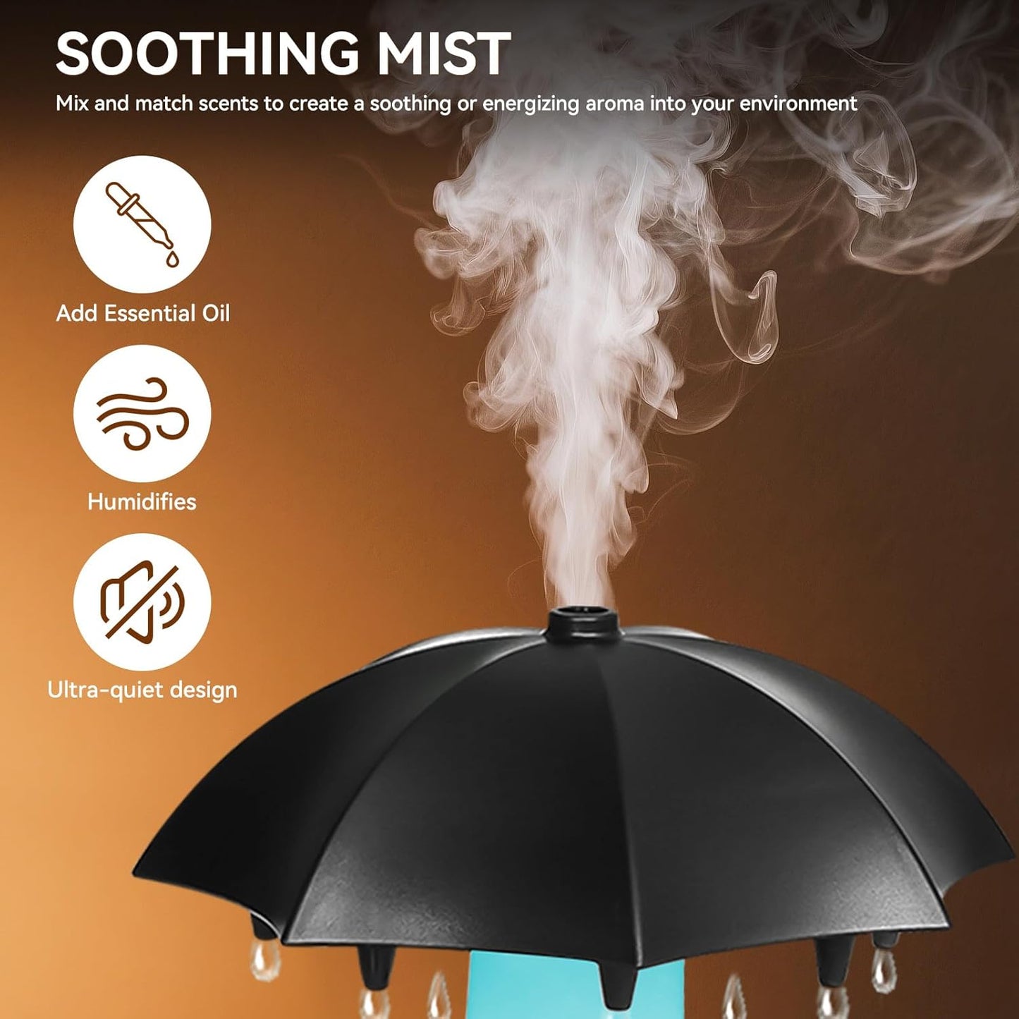 Missfly 300ml Cloud Shape Cool Mist Humidifier Diffuser, 360° Rotatable, Quiet Auto Safety Shutoff, Easy Refill Home Bedroom Office (White)