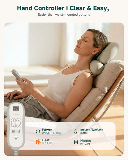 Snailax 2026 Cordless Neck Massager with Heat, Air Neck Stretcher Device, Remote Control Cervical Traction Massage Pillow, Rechargeable Heated Neck Massager for Pain Relief Home Office Travel