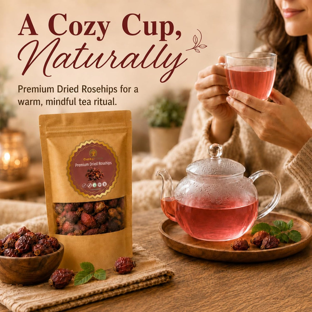 Cure wid Pure Dried Rose Hips 4oz RoseHip Tea Rich in Vitamin C