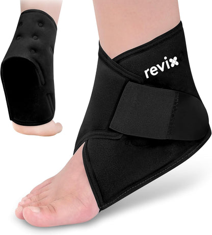 REVIX Ankle Ice Pack Wrap for Plantar Fasciitis & Foot Pain Relief, Reusable Gel Cold Compress Wrap for Feet Swelling, Achilles Tendonitis, and Sprained Ankles Recovery