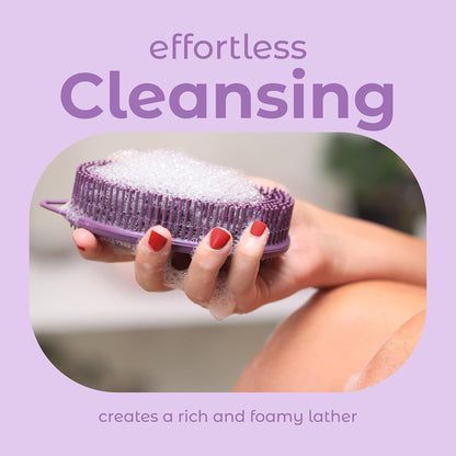 MainBasics Silicone Body Scrubber, Pink, Exfoliate | Dual-Sided, Shower Exfoliator, For Men & Women, Loofah Alternative