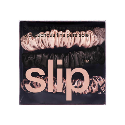 SLIP Amazon Exclusive Skinny Scrunchies: Anti-Crease, Anti-Breakage Slipsilk™ Design Protects Delicate Hair | Includes 3 Pure Silk Scrunchies, Basics