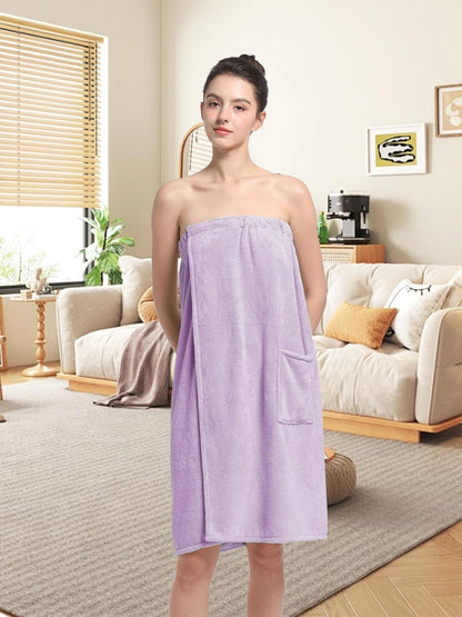 Women'S Soft Wrap Towel Full Length，Bath Robe After Shower Female Plush Long，Spa Bathrobes Lightweight With Pockets