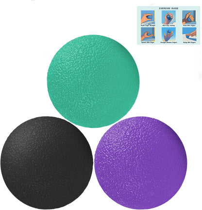 3 Pack Stress Balls for Adults, Squeeze Balls for Hand Therapy, Hand Strengthening Devices with Different Resistance Levels for Finger Forearm Wrist Exercise Relaxation and Pain Relief