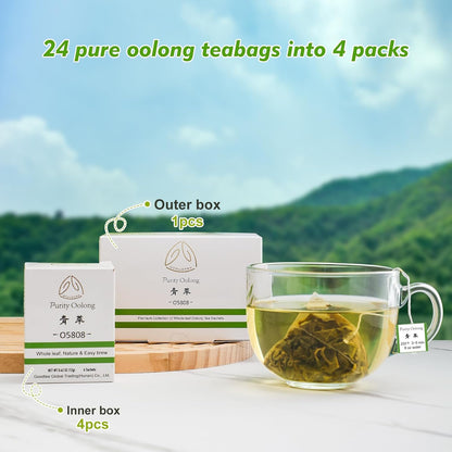 GTGLOTRA Oolong Tea Bags, 24 Whole Leaf Tea Bag, Alternative To Caffeine, 100% Natural Pure Tea, Stress Relief Pyramid Teabags, Suitable for Gifts, Office Reception, Vegan