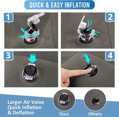Inflatable Airplane Foot Rest Pillow - Travel Foot Rest for Long Flights, Car Seat Foot Rest for Kids Airplane Seat Extender Bed for Toddler, Blow up Plane Footrest with Easy-Carry Strap, Gray 2 Pack