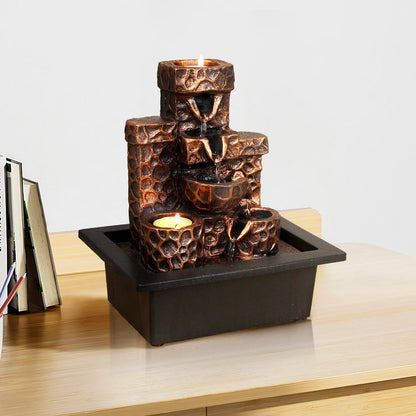 Tabletop Waterfall Fountain Indoor Themed Coral Seashell Tabletop Water Fountain Meditation (Ocean)