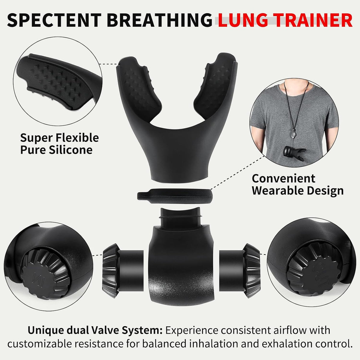 Breathing Trainer for Portable Lung Trainer, Breathing Resistance Trainer for Daily Fitness Training, Breathing Trainer for Lungs Different Fitness Needs & Easy to Clean.