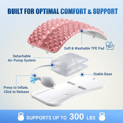 Back Stretcher for Lower Back Pain Relief, Adjustable Lumbar Support Board with Acupressure Points, Back Stretcher Board for Scoliosis, Spine Decompression Support