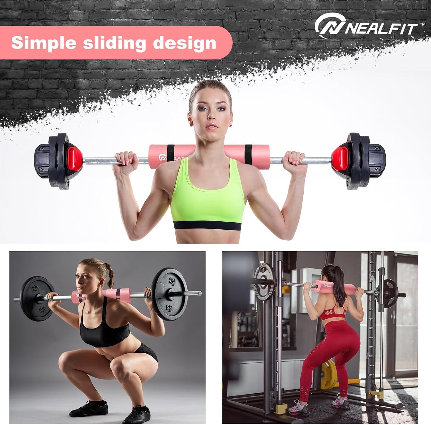 NEALFIT Barbell Pad Squat Pad for Squats—Squat Bar Pad—Great for Weightlifting,Lunges and Hip Thrusts—Foam Sponge Pad—Fit Standard and Olympic Bars Perfectly