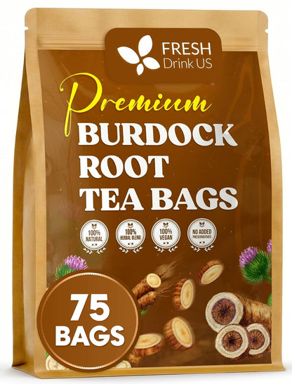 FreshDrinkUS, Premium Burdock Root Tea, 75 Count, Pure, Caffeine Free