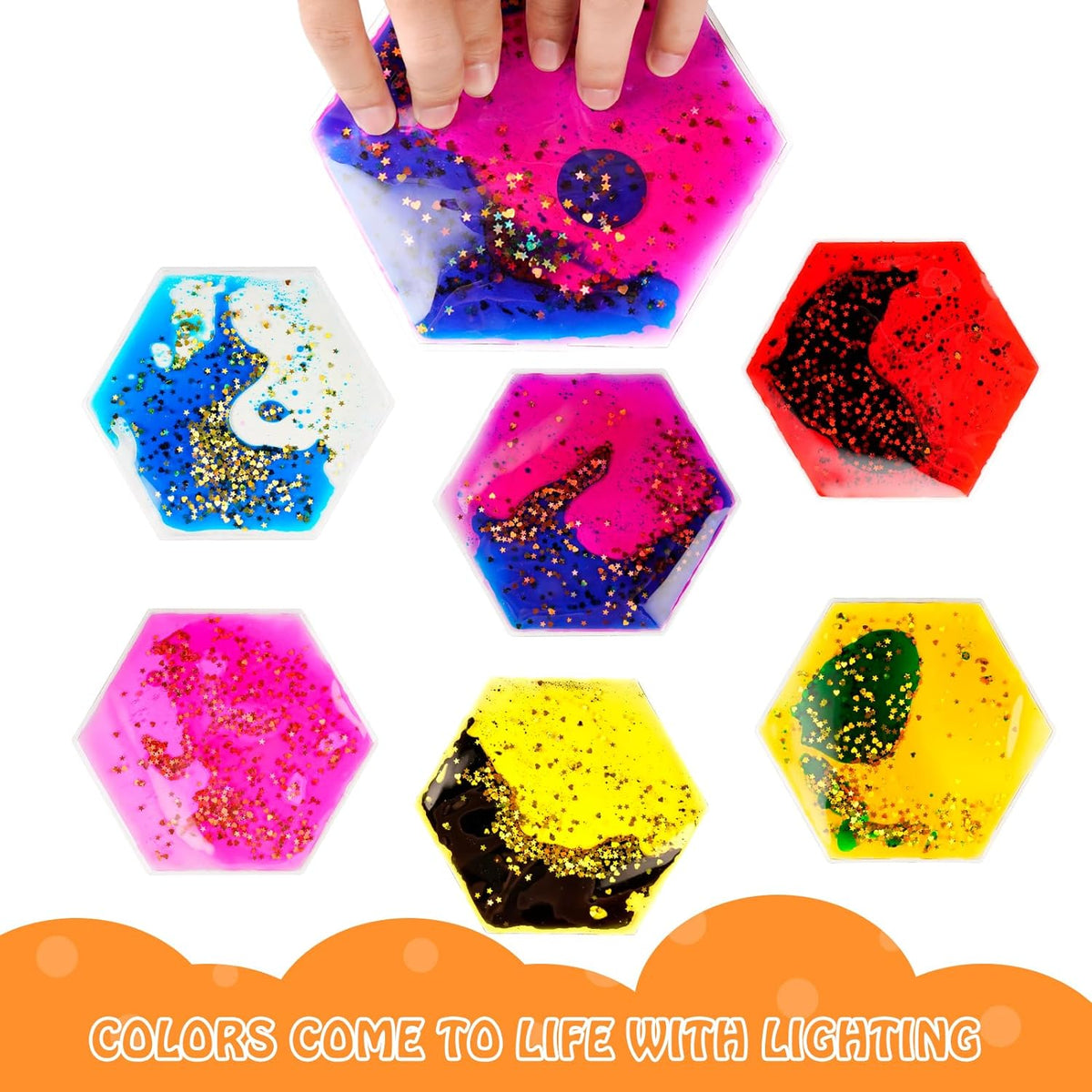 Onyoloy Sensory Soft Gel Liquid Toys - Hexagon Sensory Motion Fidget