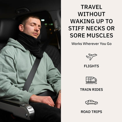 Trtl Pillow - Scientifically Proven Neck Support Travel Pillow for Airplanes - Lightweight and Machine Washable - Ergonomic Design for Traveling on Cars and Trains - Black