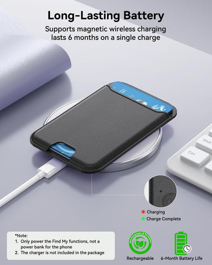 for MagSafe Wallet, Works with Apple Find My,4 Card Holder, Magnetic Phone Wallet for iPhone 18/17/16/15/14/13/12 Pro Max Air Plus Series, RFID Blocking Vegan Leather,Black