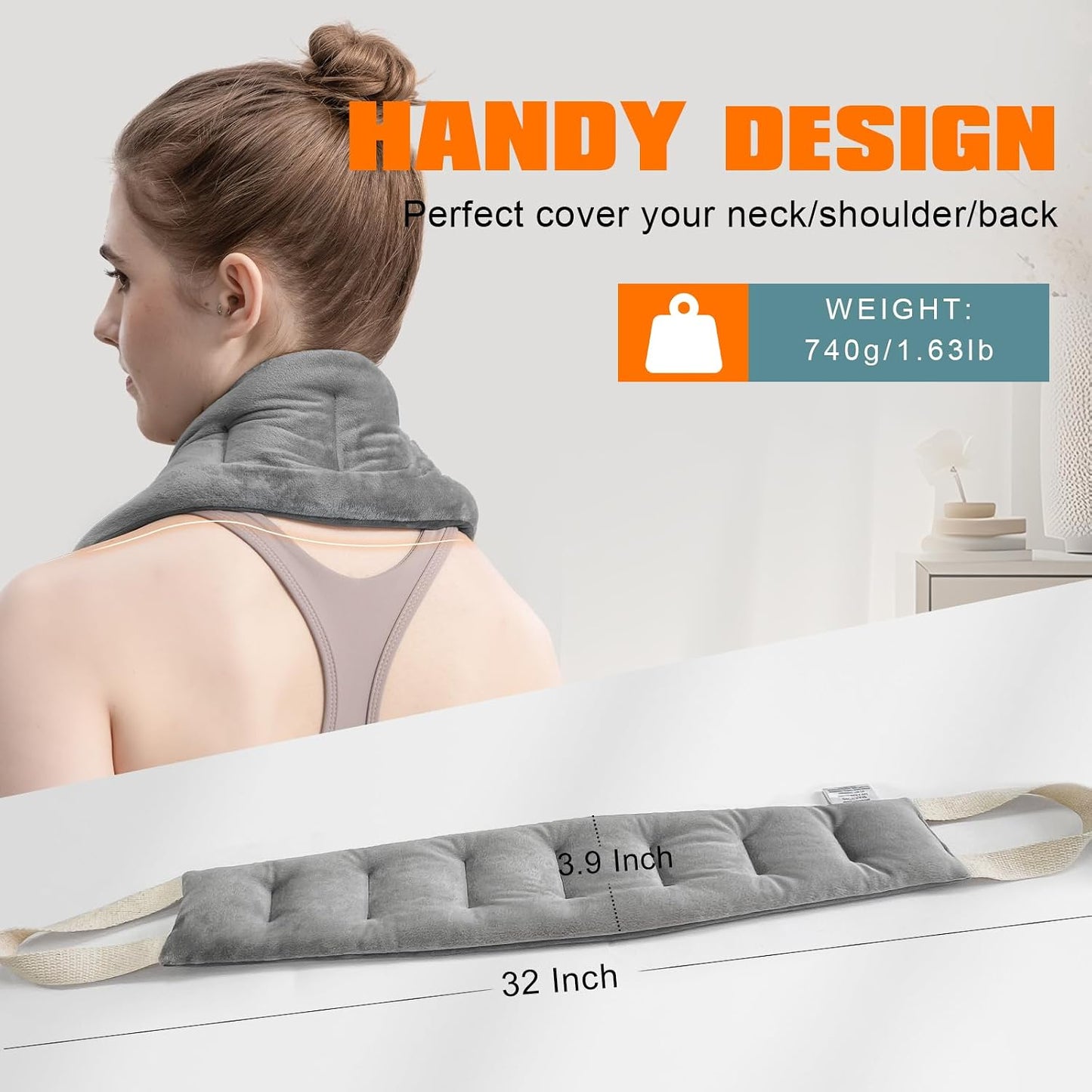 UNCN Heating Pad for Neck Shoulders & Back Microwavable Wrap Lavender Scent