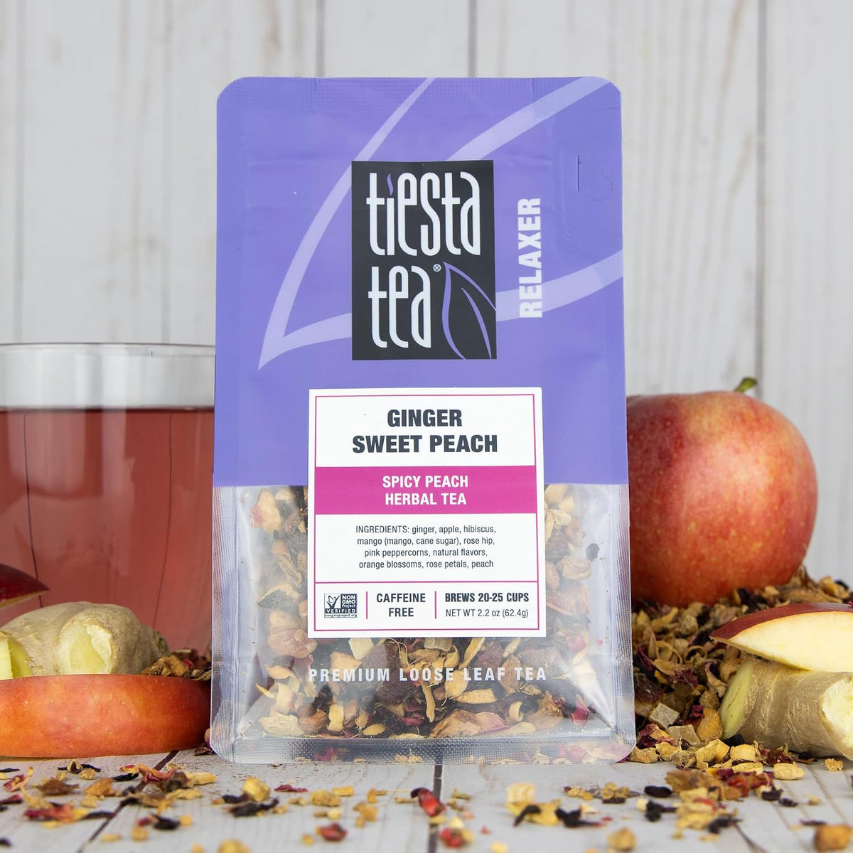 Tiesta Tea Ginger Sweet Peach Herbal Tea Loose Leaf Caffeine Free 2.2oz