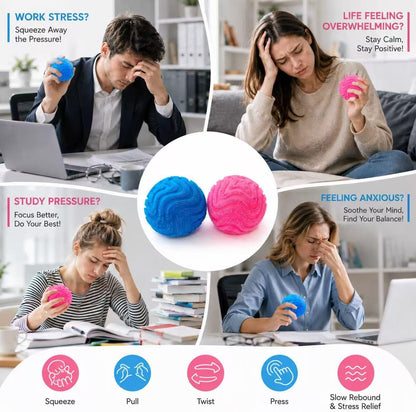 Fuzz Ball Squishy, Stress Balls for Adults Slow Rise Squishies Soft Sensory Fuzz Balls Adults Anxiety Stress Relief Toys,Stress Relief Toy for Relaxation,Office Desk Decor (Pink)