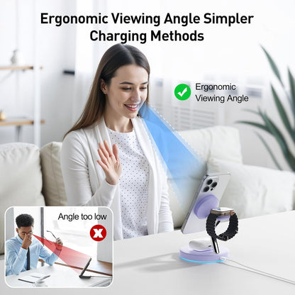 3 in 1 Mag-Safe Wireless Charger Stand for iPhone Apple Watch AirPods
