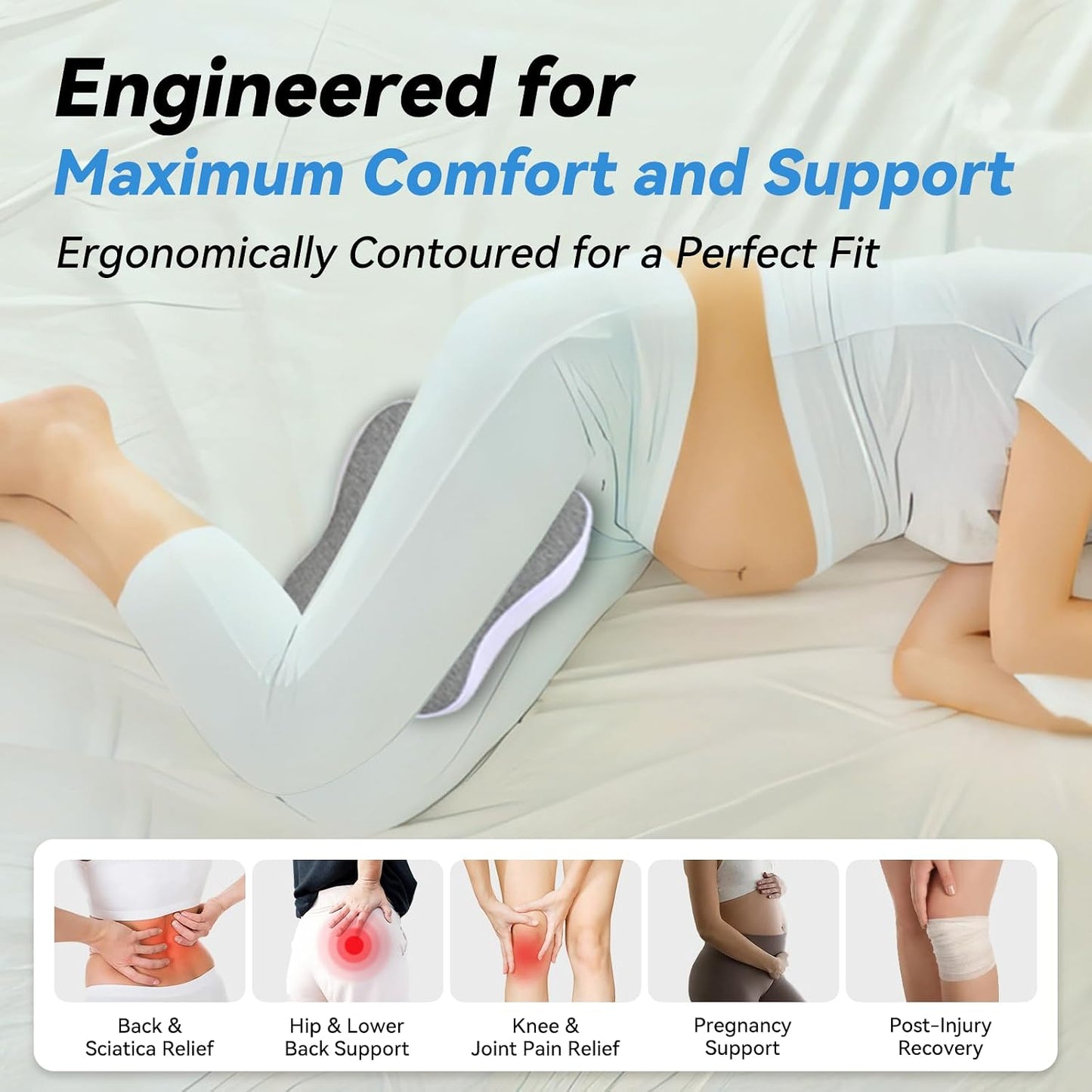 UJPFEO Knee Pillow for Side Sleepers,Leg Pillows for Sciatica,Knees,Hips,Joints Between Legs,Back Pain Relief When Side Sleeping Spine Alignment Support for Knee Surgery Recovery