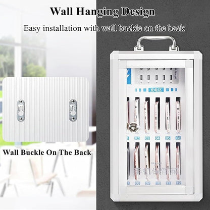 Cell Phone Charging Stations W/USB Charging Ports & Handle, Wall-Mounted Rechargeable Cell Mobile Phone Storage Box for Company Conference Room (36)