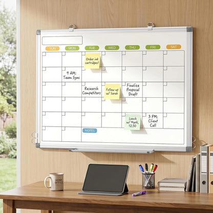 24" x 18" Magnetic Monthly Dry Erase Whiteboard Calendar for Wall