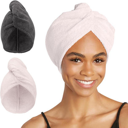 Turbie Twist 2-Pack Microfiber Hair Towel for Beauty, Travel, Gifting - Hair Wrap Turban for Straight, Wavy & Curly Hair - Premium Personal Care - Dark Purple & Light Purple