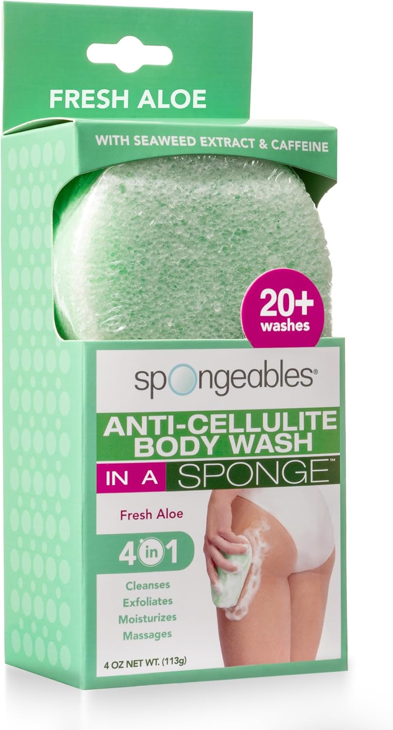 Spongeables Anti Cellulite Body Wash in a 20+ Wash Sponge, Citrus, 3 Count